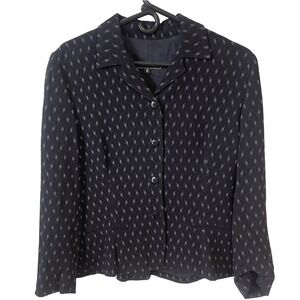 Vintage Randy Kemper Women's Blazer Size 8 Black Diamond Pattern Business Casual